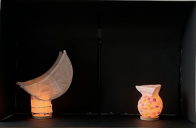 ランプシェード　高２年新開宥斗「ボッチャランプ」　中３年新開皇介「ふしぎなかたちのランプ」　