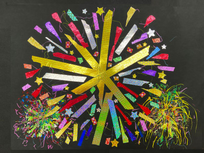 中１年　河野恭介　「きらめく万華鏡花火」